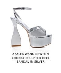 AZALEA WANG NEWTON CHUNKY SCULPTED HEEL SANDAL IN SILVER