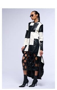 BACK AGAIN PATCHWORK FAUX LEATHER TRENCH