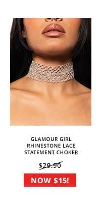 GLAMOUR GIRL RHINESTONE LACE STATEMENT CHOKER