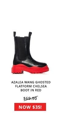 AZALEA WANG GHOSTED FLATFORM CHELSEA BOOT IN RED