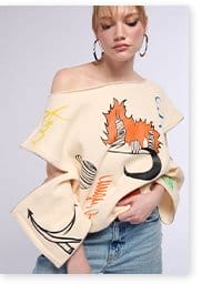 MONDRIAN OFF THE SHOULDER OVERSIZED SWEATSHIRT