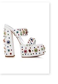 AZALEA WANG BREEZE EMBELLISHED CHUNKY SANDAL IN WHITE