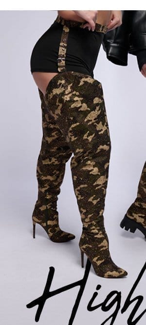 AZALEA WANG BATULA EMBELLISHED BELTED CHAP BOOT IN CAMO