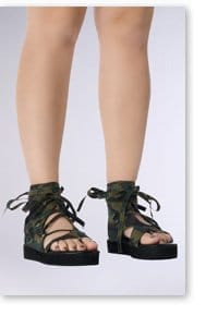 AZALEA WANG CALINA CAMO GLADIATOR SANDAL