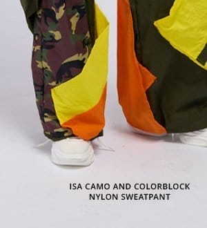 ISA CAMO AND COLORBLOCK NYLON SWEATPANT