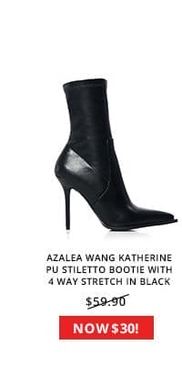 AZALEA WANG KATHERINE PU STILETTO BOOTIE WITH 4 WAY STRETCH IN BLACK