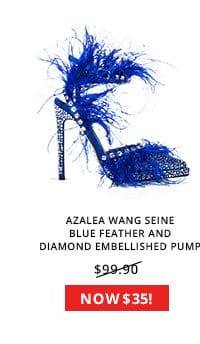 AZALEA WANG SEINE BLUE FEATHER AND DIAMOND EMBELLISHED PUMP