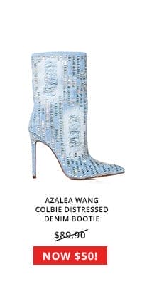 AZALEA WANG COLBIE DISTRESSED DENIM BOOTIE