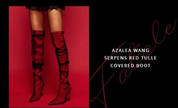 AZALEA WANG SERPENS RED TULLE COVERED BOOT