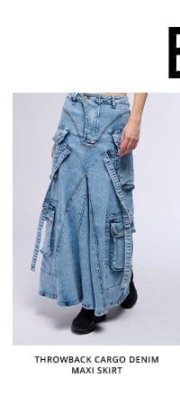 THROWBACK CARGO DENIM MAXI SKIRT