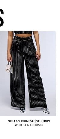 NOLLAN RHINESTONE STRIPE WIDE LEG TROUSER