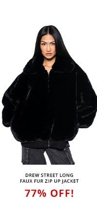 DREW STREET LONG FAUX FUR ZIP UP JACKET