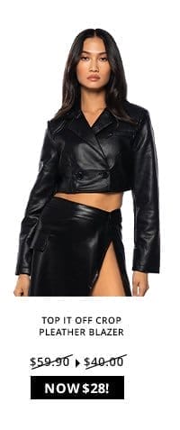 TOP IT OFF CROP PLEATHER BLAZER