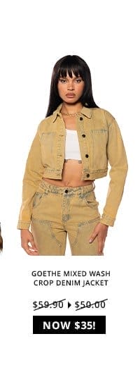 GOETHE MIXED WASH CROP DENIM JACKET