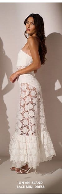 ON AN ISLAND LACE MIDI DRESS