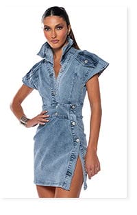 NEVER TOO MUCH DENIM MINI DRESS