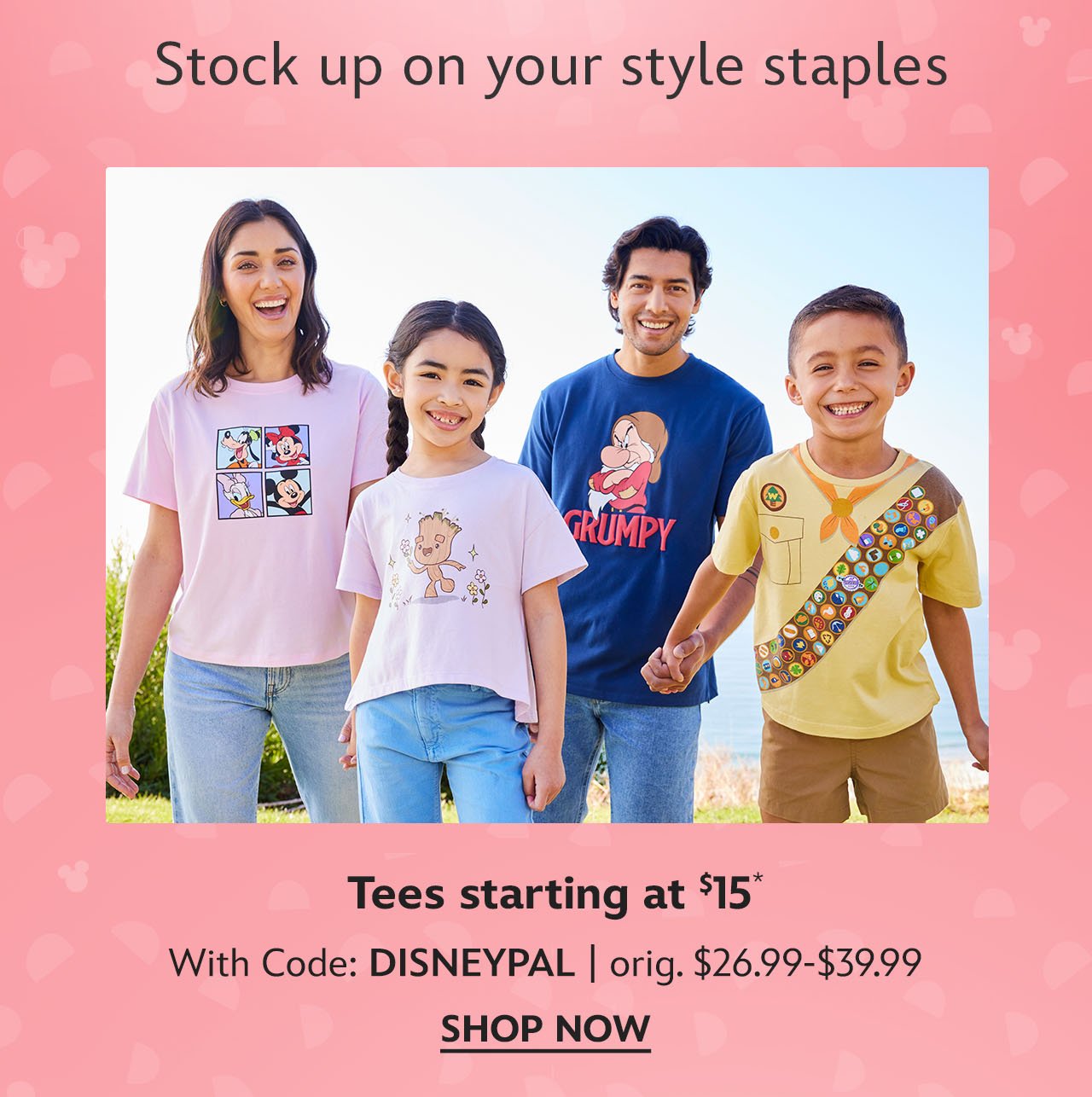 Stock up on your style staples. Kids' Tees starting at \\$15 orig. \\$26.99 With Code: DISNEYPAL | Shop Now