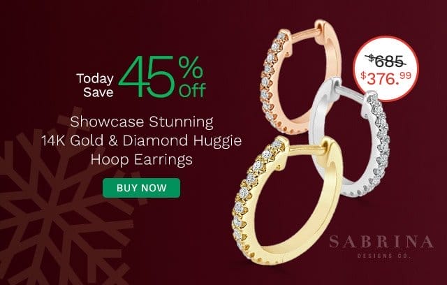 Sabrina Designs 195-321 - Showcase Stunning 14K Gold & Diamond Huggie Hoop Earrings