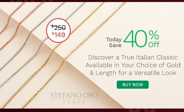 Stefano Oro 173-773 - Discover a True Italian Classic Available in Your Choice of Gold & Length for a Versatile Look
