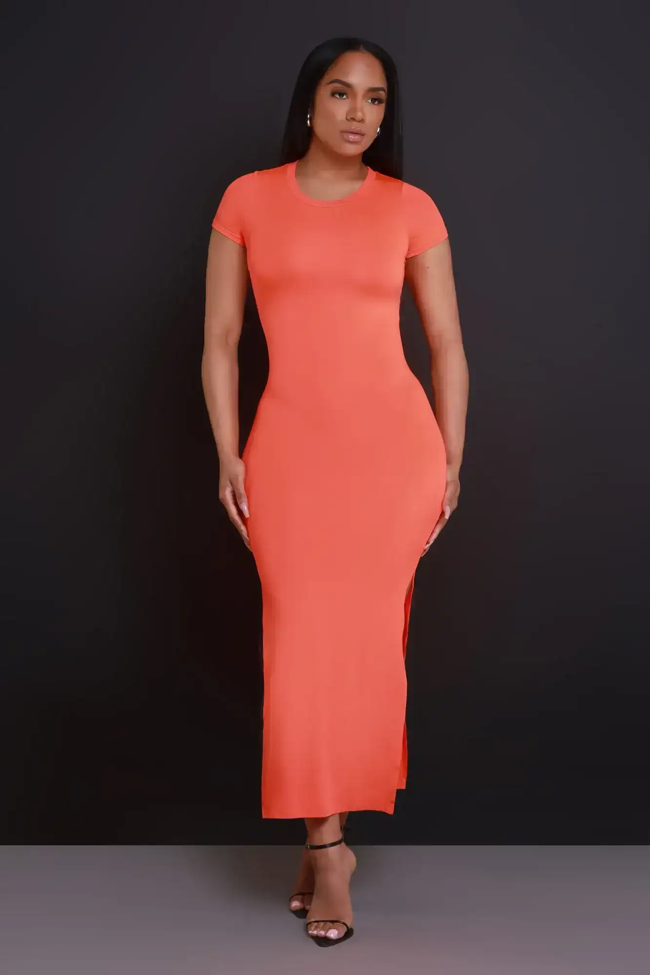 Image of Curtain Call Short Sleeve Maxi Dress - Orange