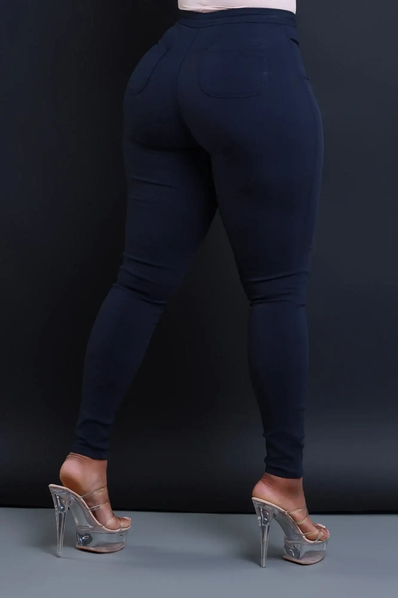 Image of Super Swank High Waist Stretchy Jeans - Navy Blue