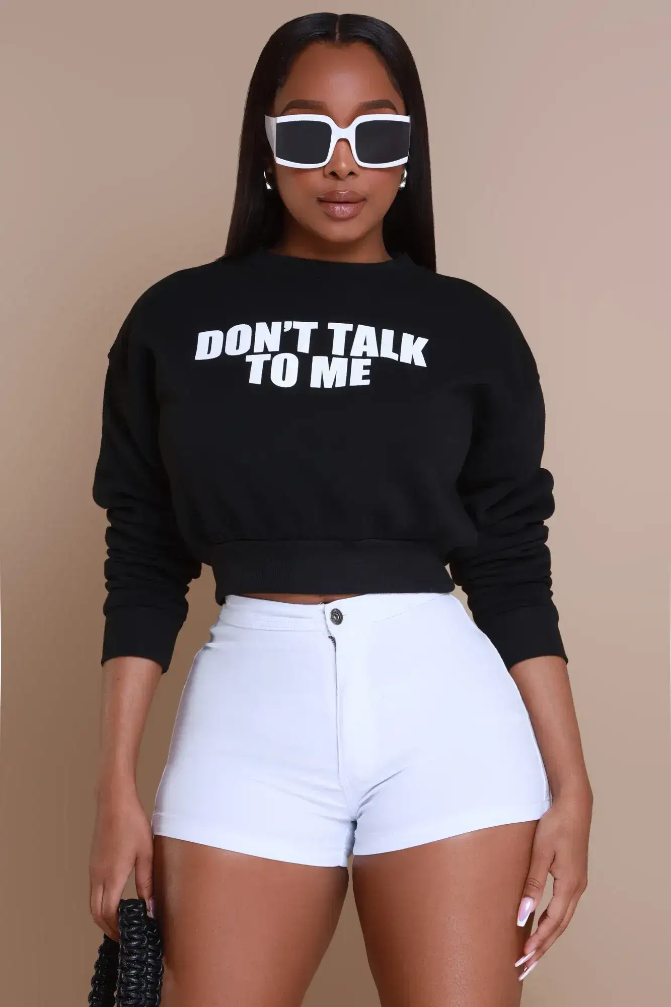 Image of Don't Talk Graphic Crewneck Sweatshirt - Black