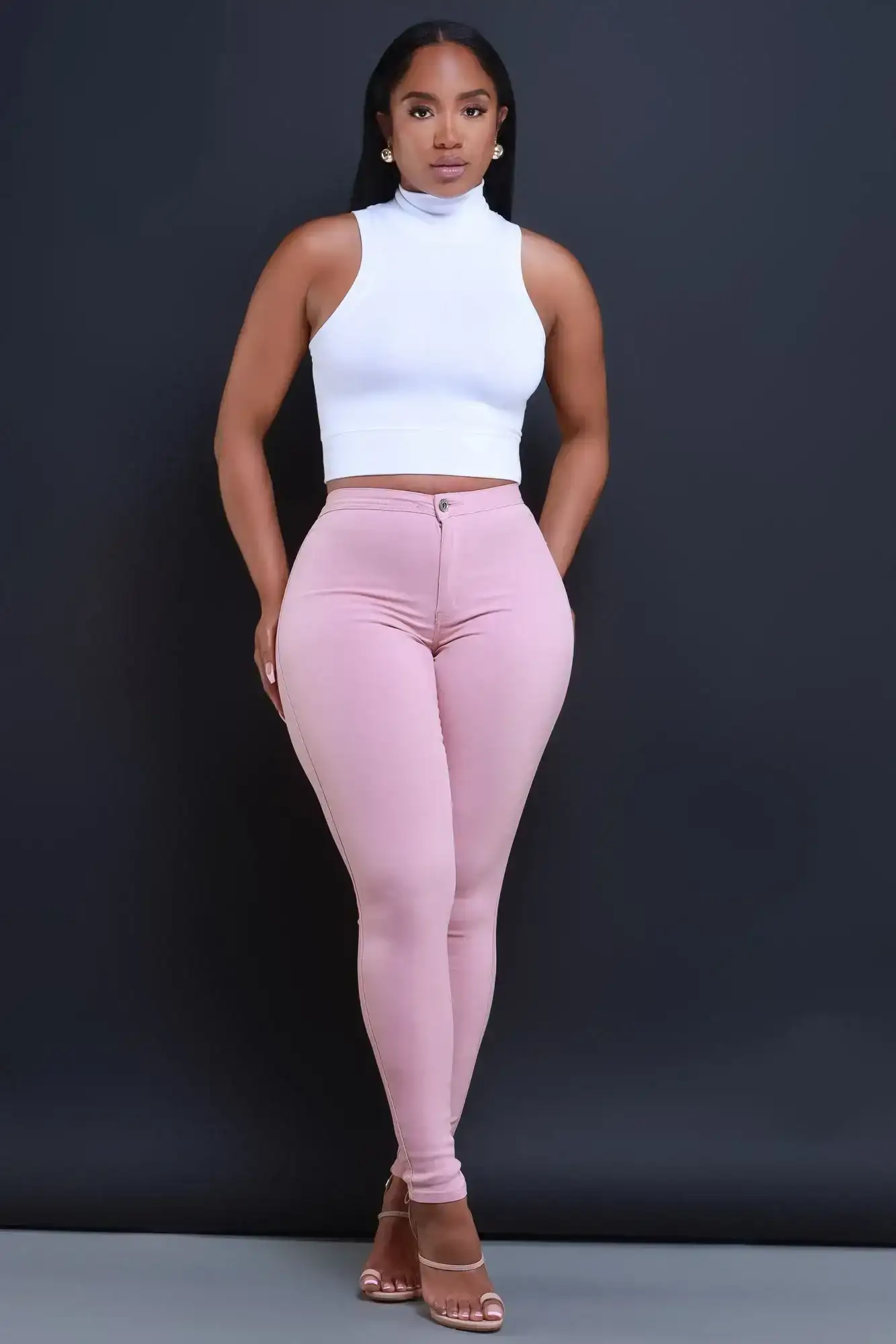 Image of Super Swank High Waist Stretchy Jeans - Pink