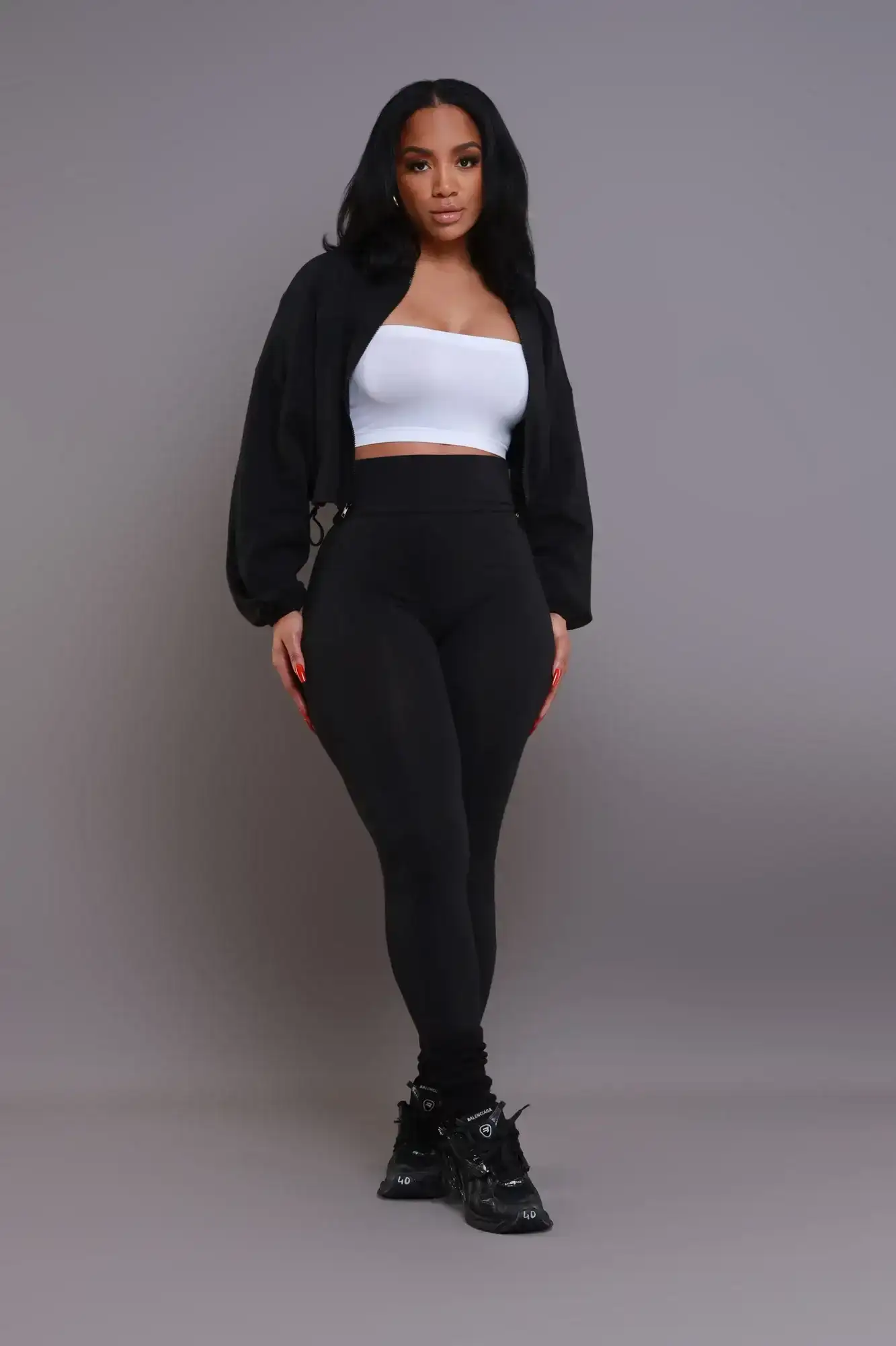 Image of Cued Up Cropped Legging Set - Black