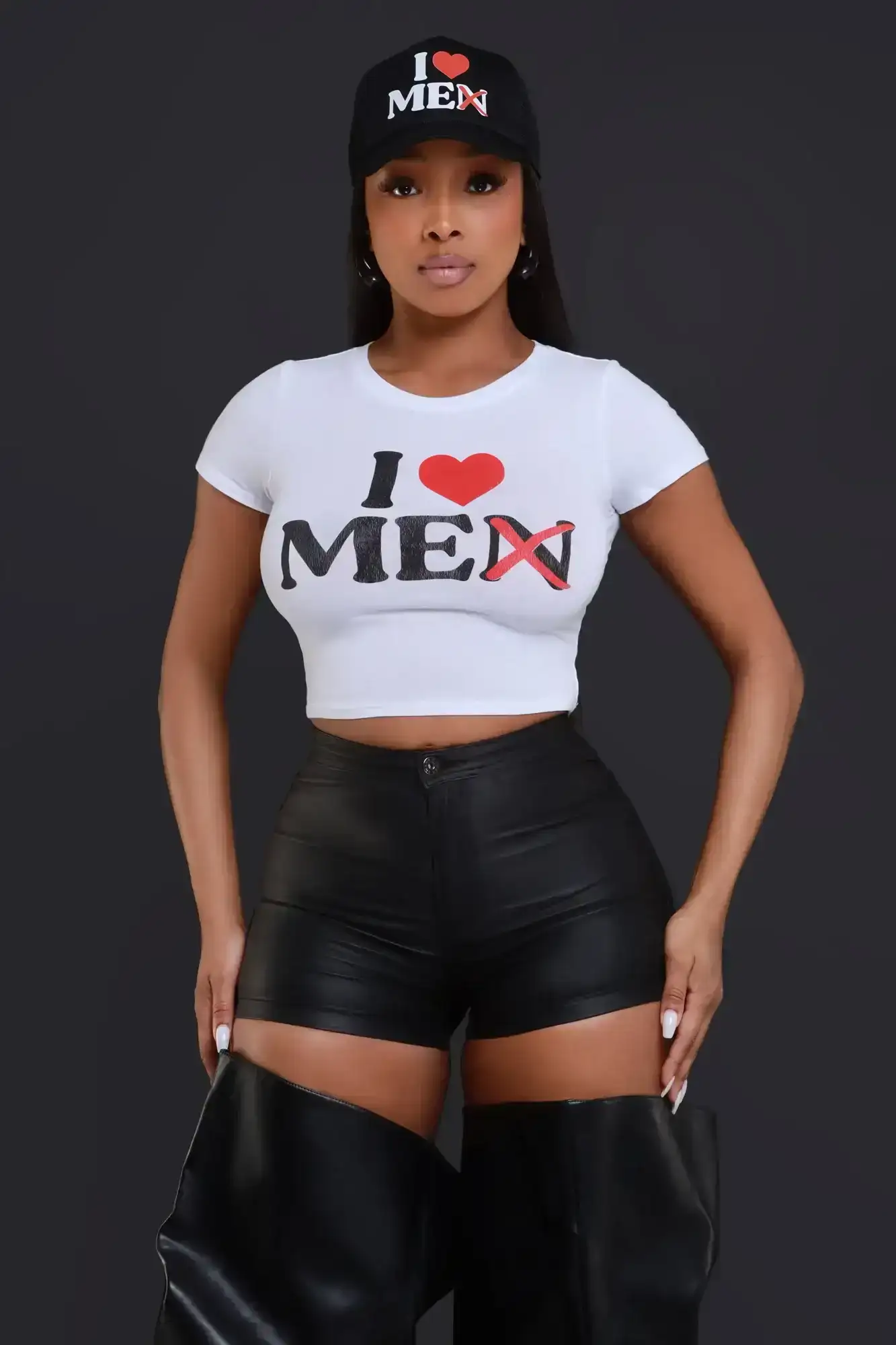 Image of I Love Me Cropped Graphic Tee - White