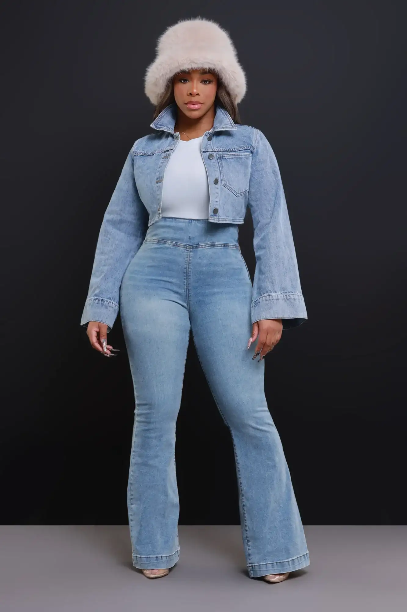 Image of Next Lifetime High Rise Pull On Flare Jeans - Light Wash