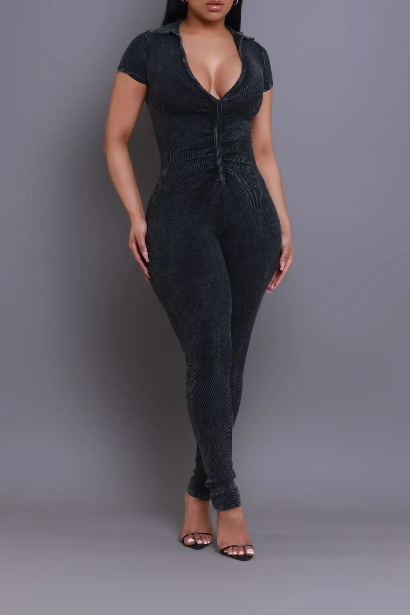 Image of Uprising Mineral Wash Ribbed Jumpsuit - Black