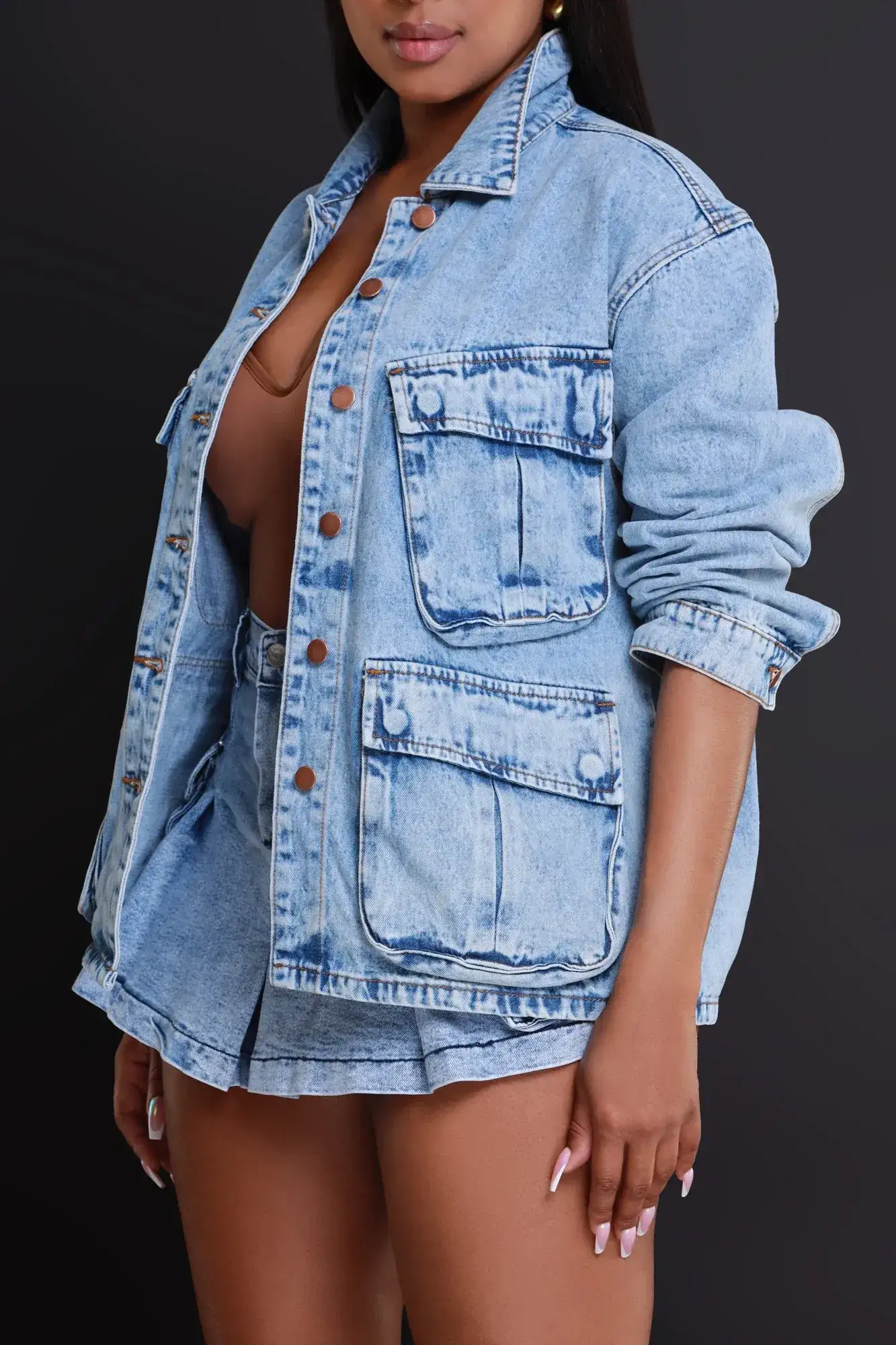 Image of Double Or Nothing Oversized Denim Jacket - Light Wash