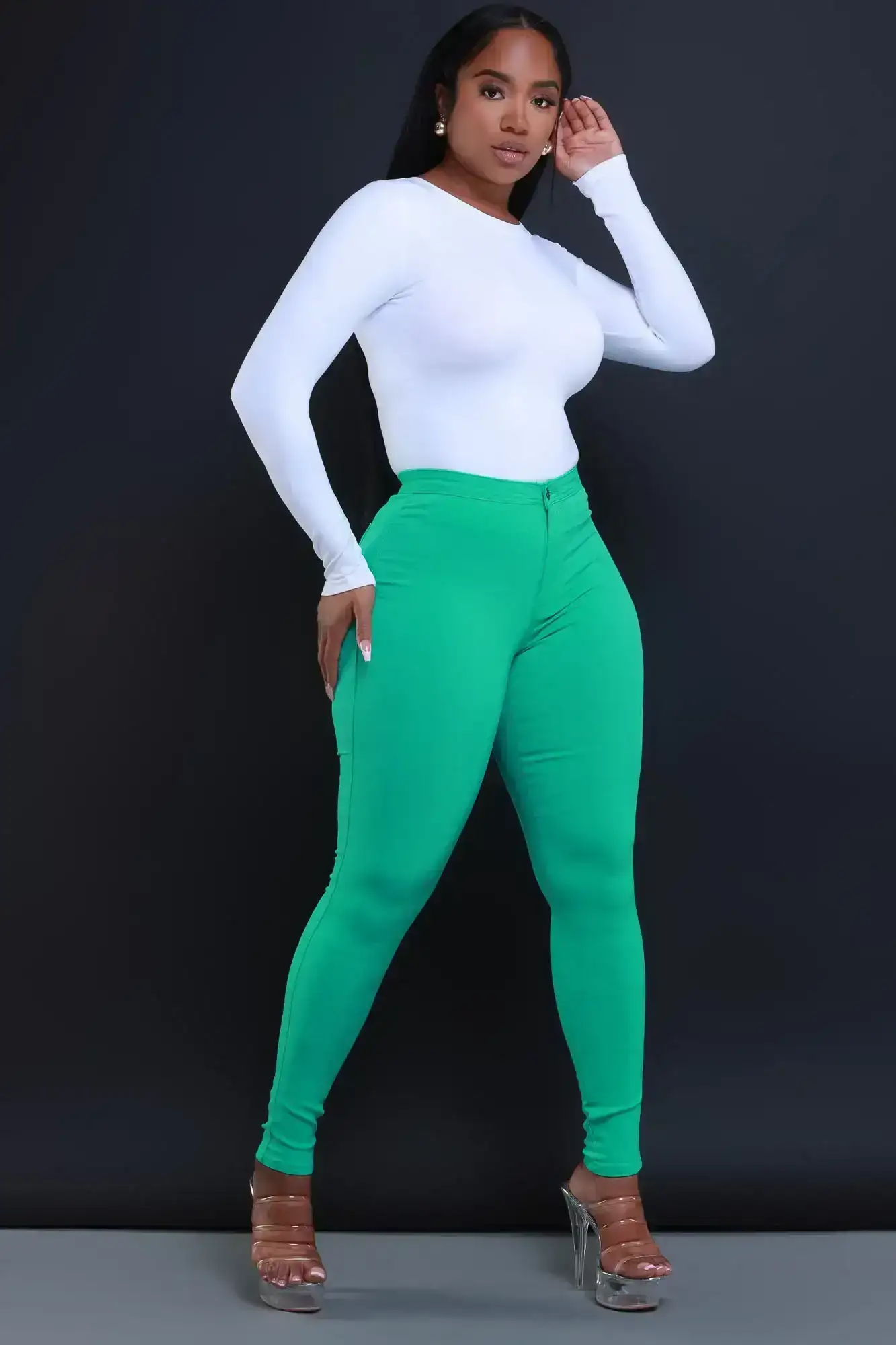 Image of Super Swank High Waist Stretchy Jeans - Mint