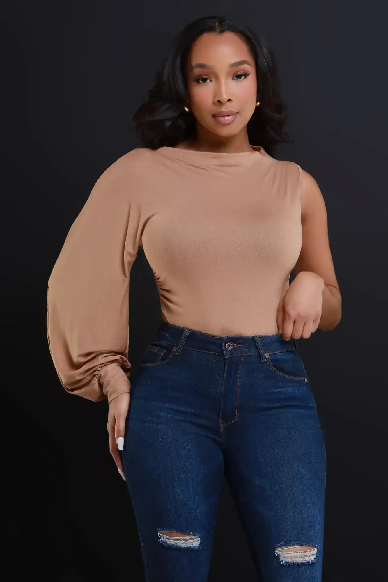 Image of Get It All One Shoulder Top - Toffee