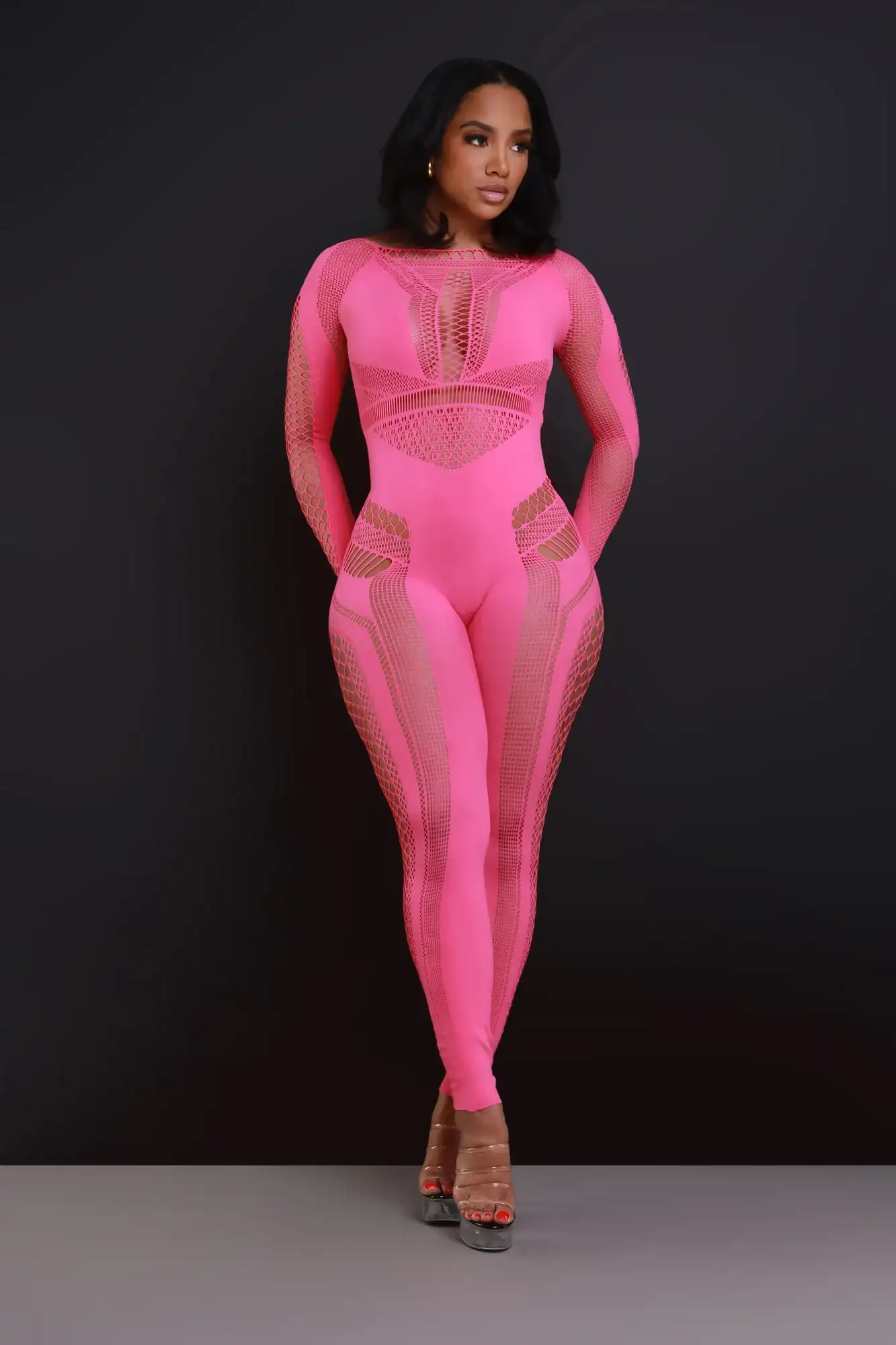 Image of Baby Girl Laser Cut Seamless Jumpsuit - Pink