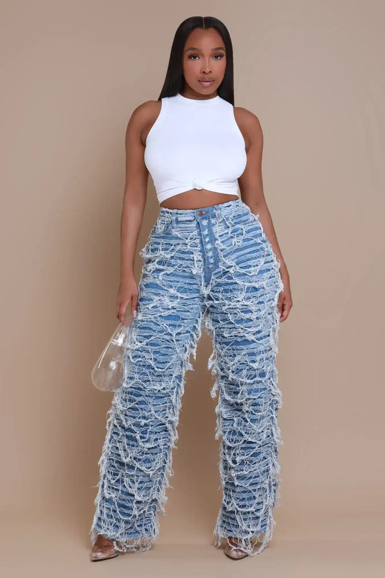 Image of Tear It Up Ultra Distressed Wide Leg Jeans - Medium Wash