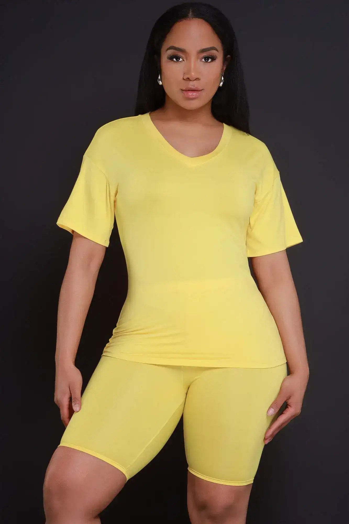 Image of Smash Hit V-Neck Biker Set - Yellow