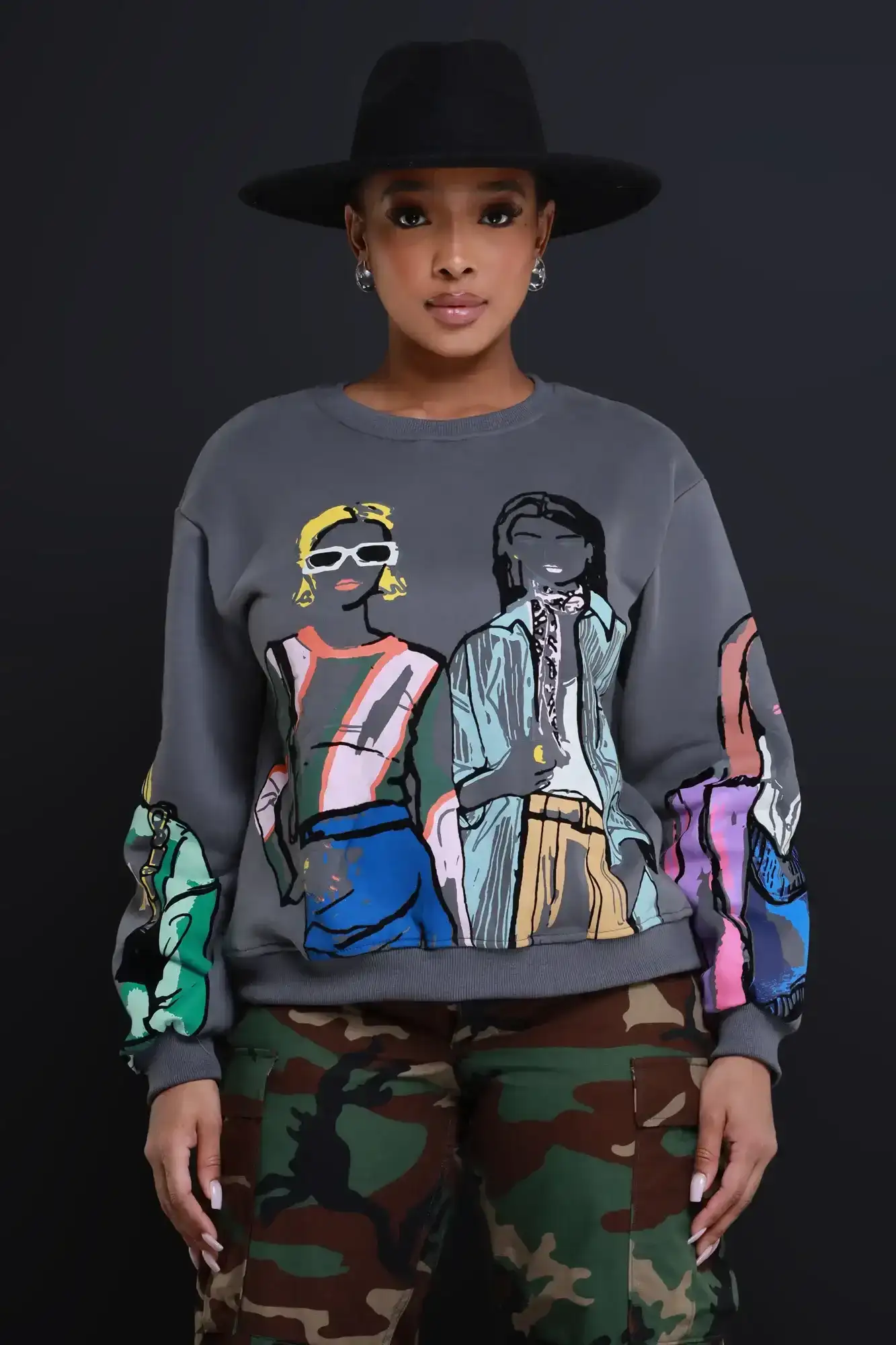 Image of Save Face Graphic Print Sweatshirt - Grey