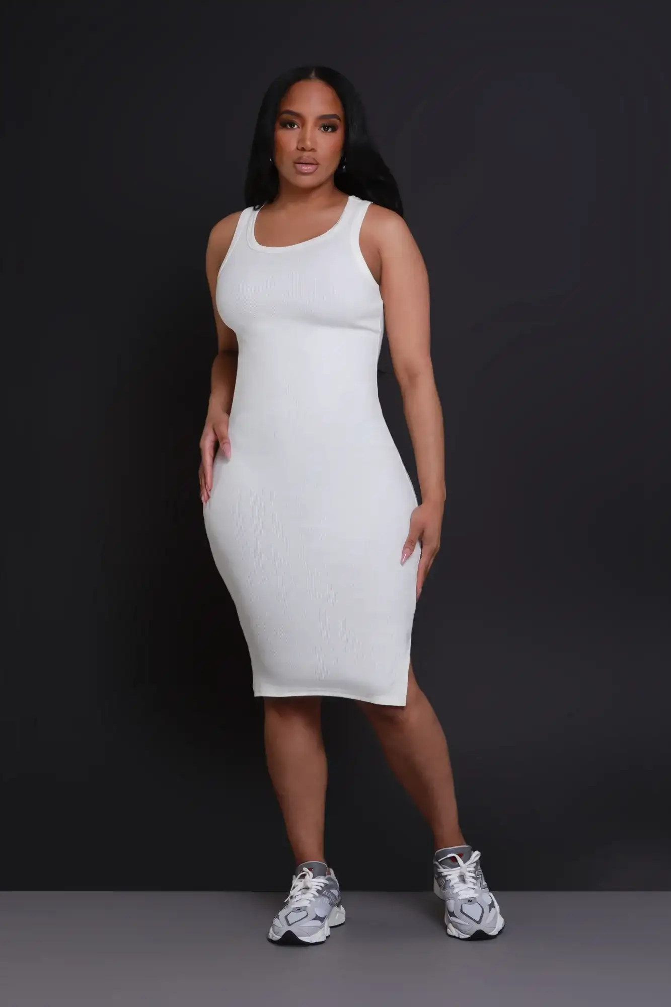 Image of Next Up NUW Ribbed Midi Dress - Cream