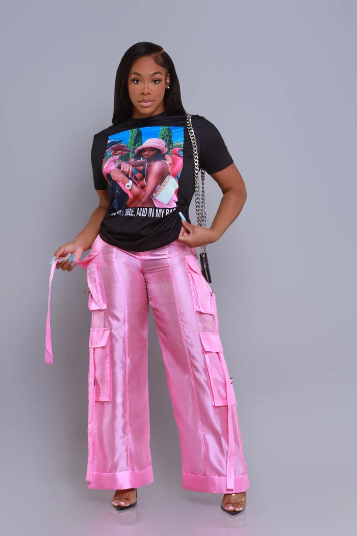 Image of Front Stage Oversized Cargo Pants - Pink