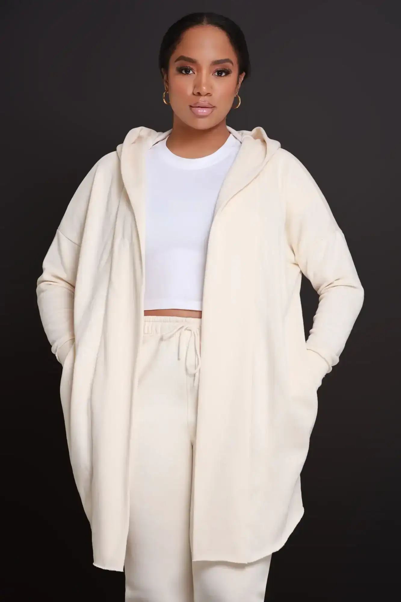 Image of Jump In NUW Long Hooded Cardigan - Ivory