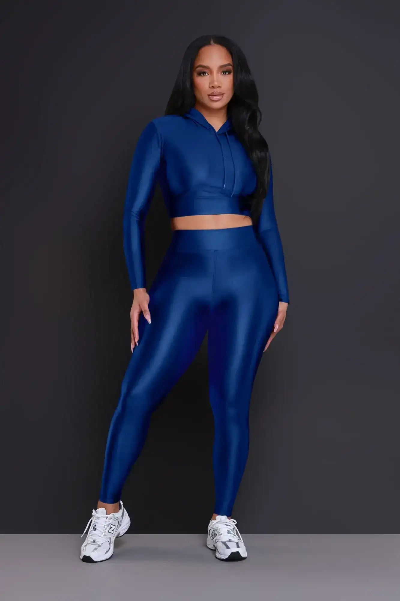 Image of Big Ego Cropped Hooded Legging Set - Royal Blue