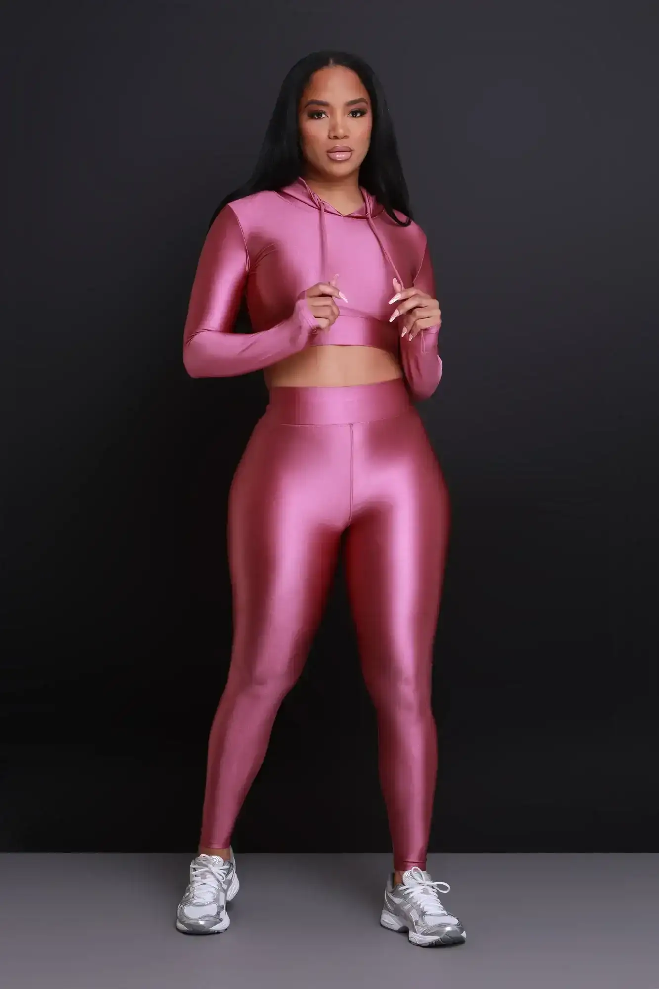 Image of Big Ego Cropped Hooded Legging Set - Mauve