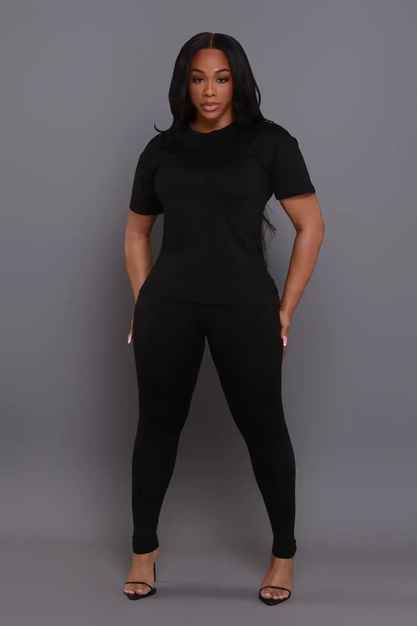 Image of Guest Pass Short Sleeve Legging Set - Black