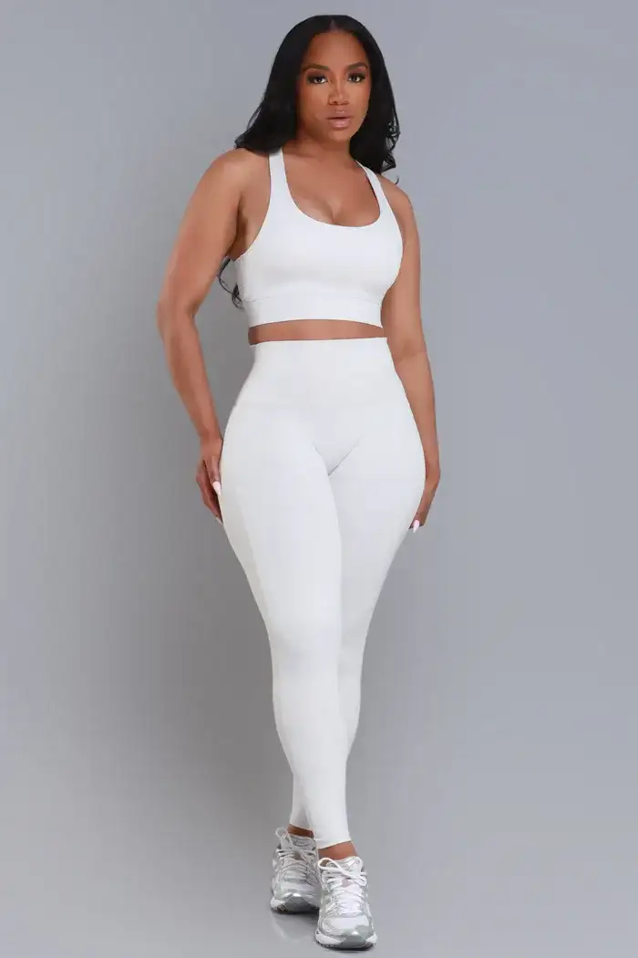 Image of Forget Me Not NUW Cropped Legging Set - Bone