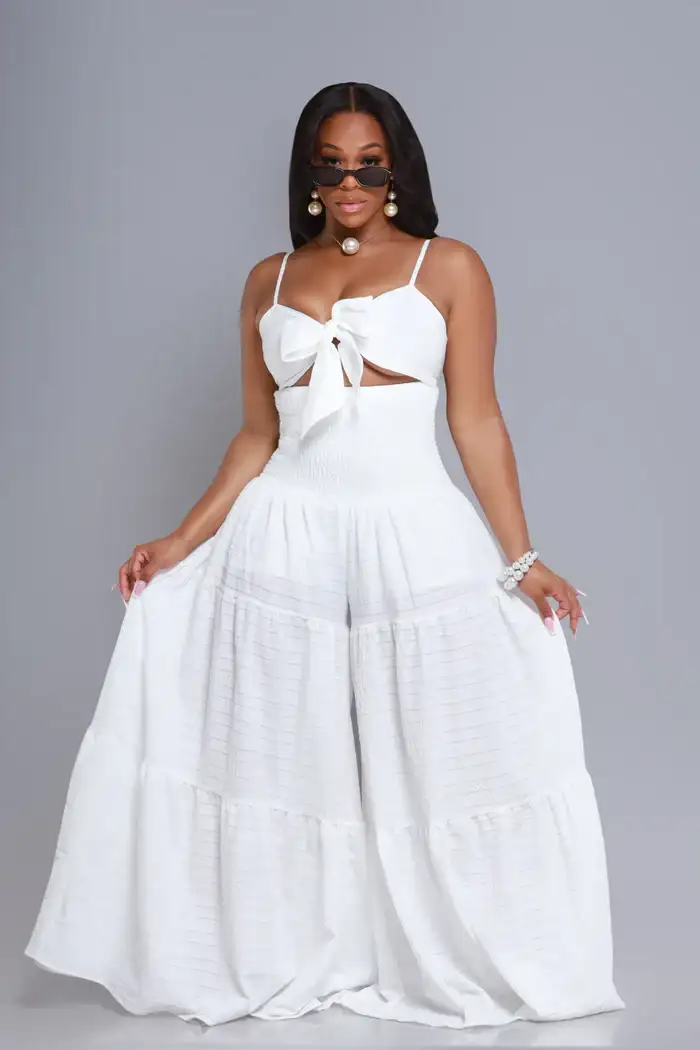 Image of Stage Fright Cut Out Wide Leg Jumpsuit - White