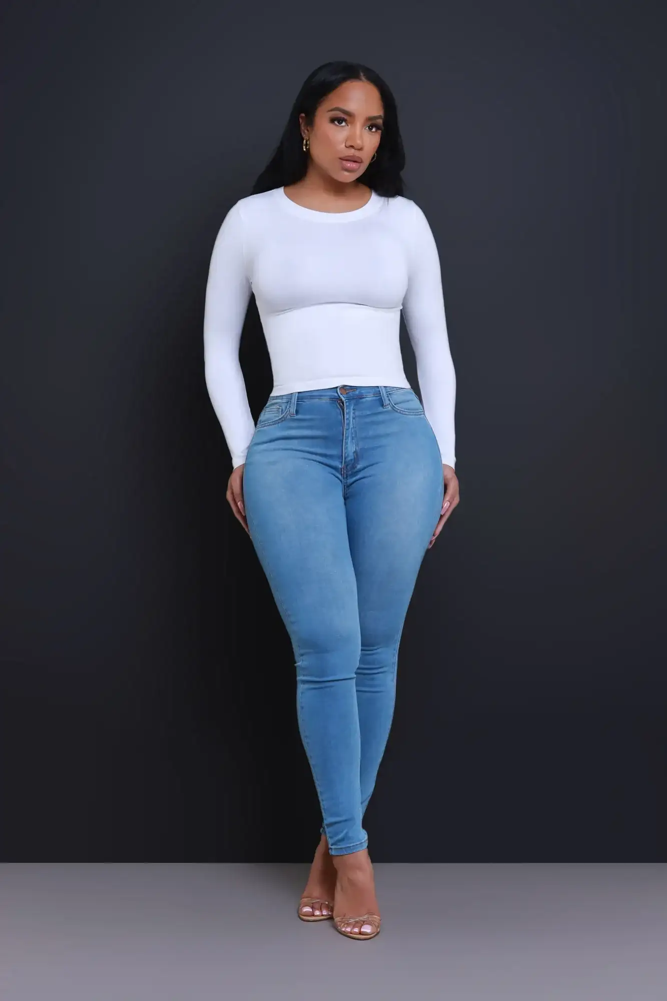 Image of Call Me Up High Rise Skinny Jeans - Medium Wash