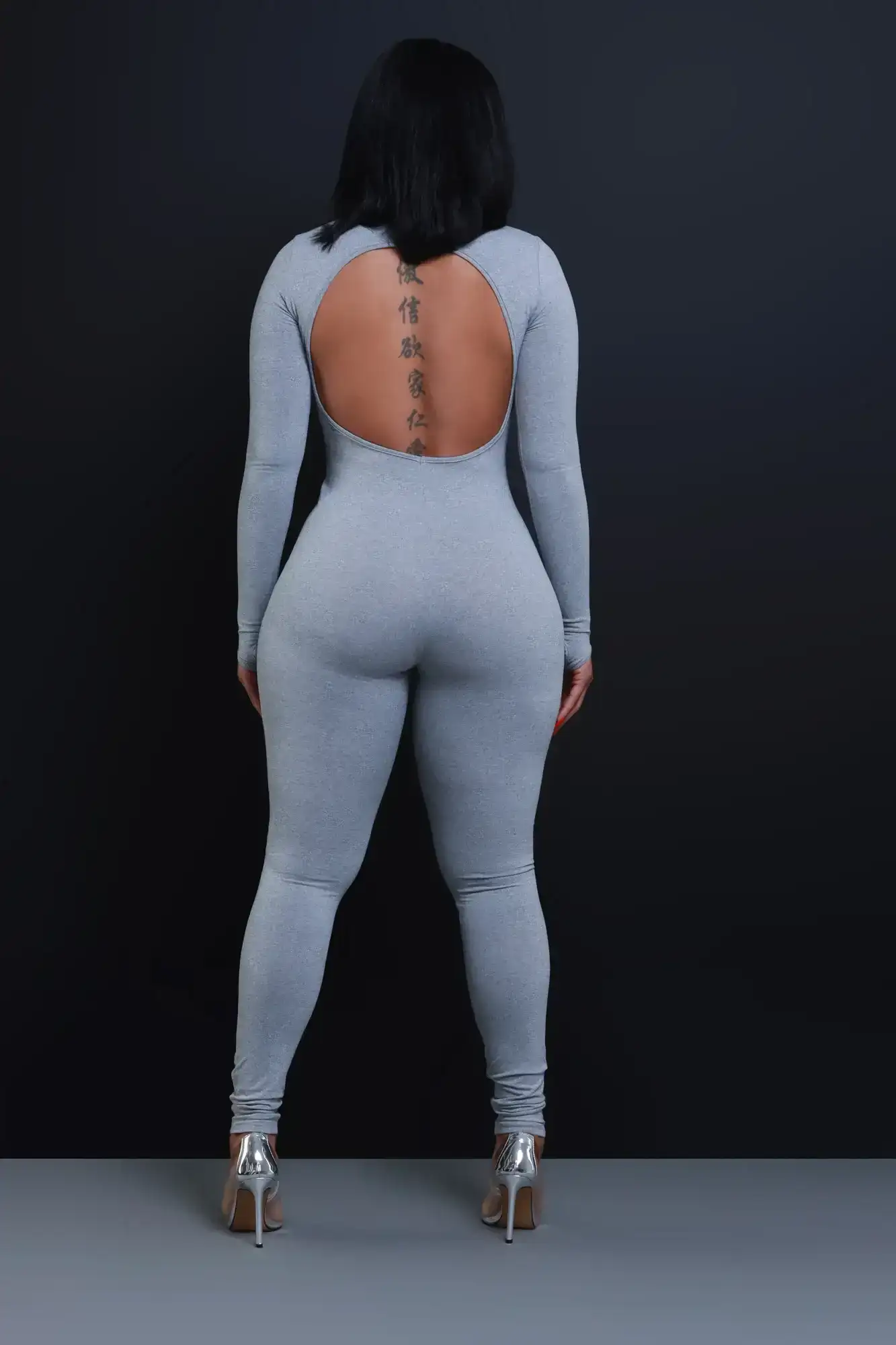 Image of After Hours Open Back Jumpsuit - Heather Grey