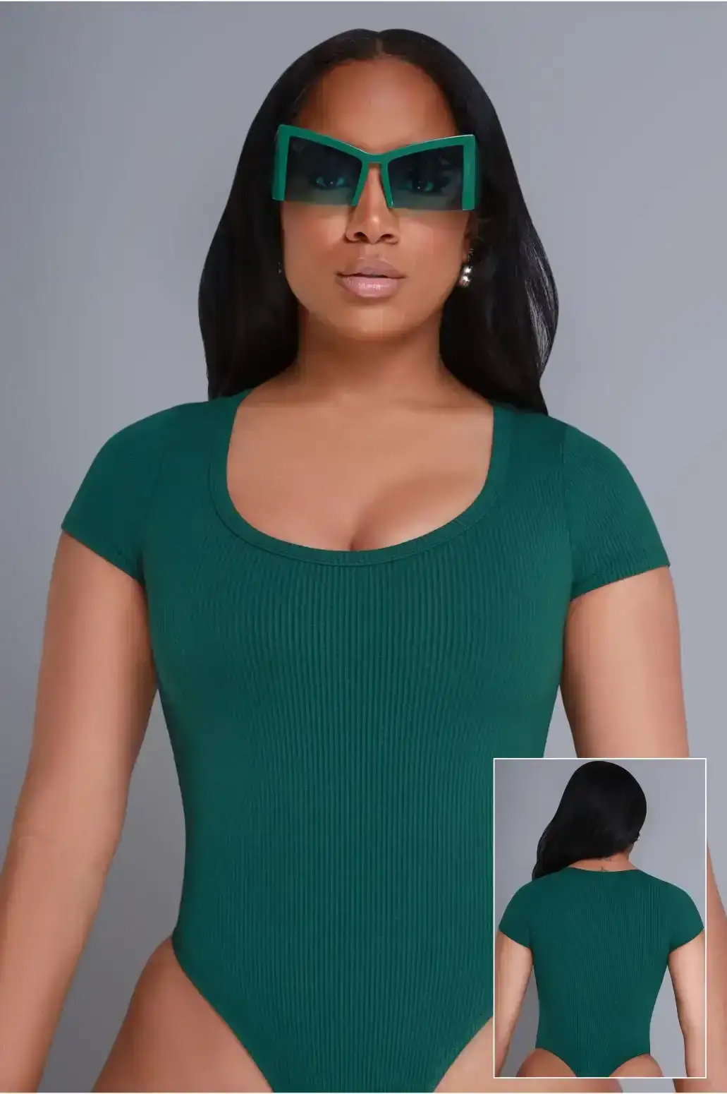 Image of Open Book Cellulite Deleter Short Sleeve Bodysuit - Hunter Green