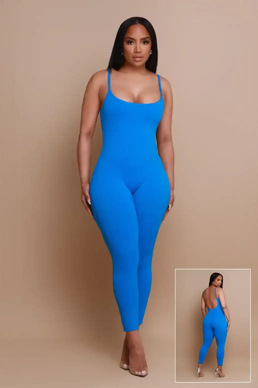 Image of Beat Drop Cellulite Deleter Open Back Jumpsuit - Blue